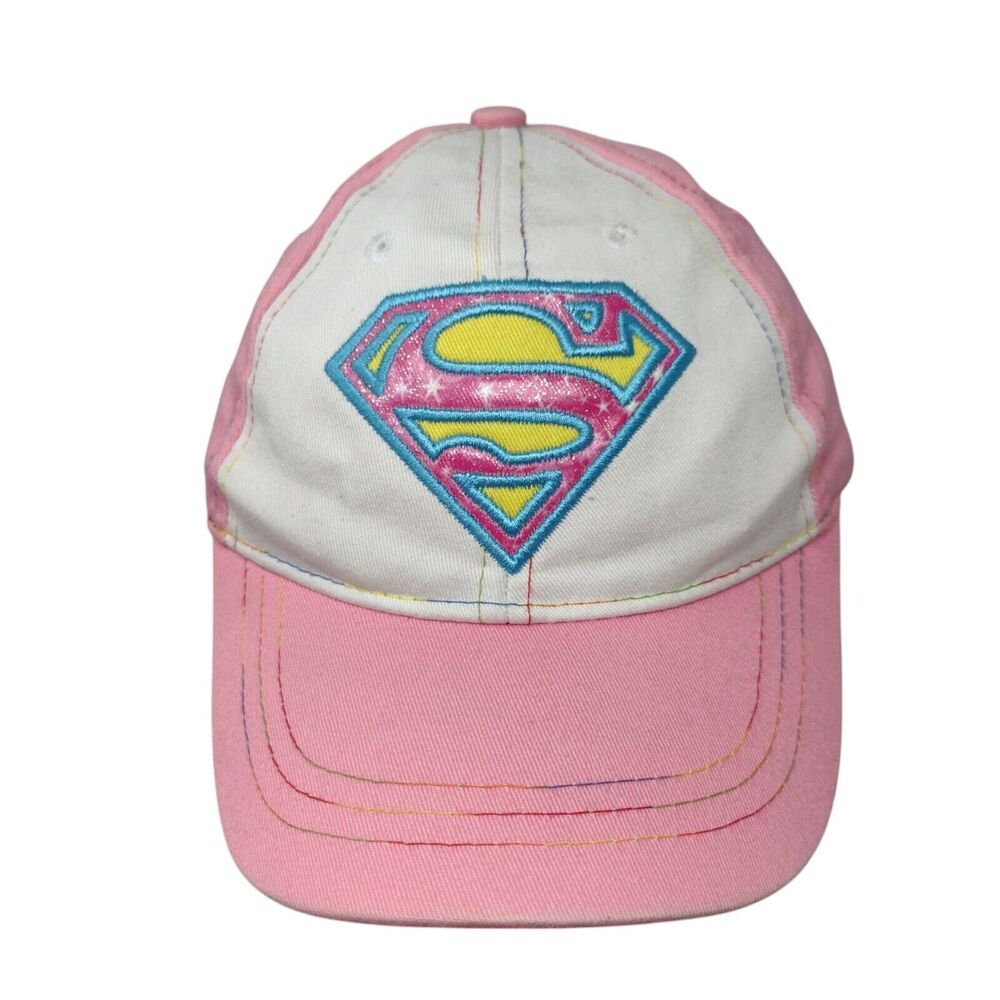 Supergirl Strapback Hat Pink OSFM Adjustable Embroidered 6 Panel DC Comics
